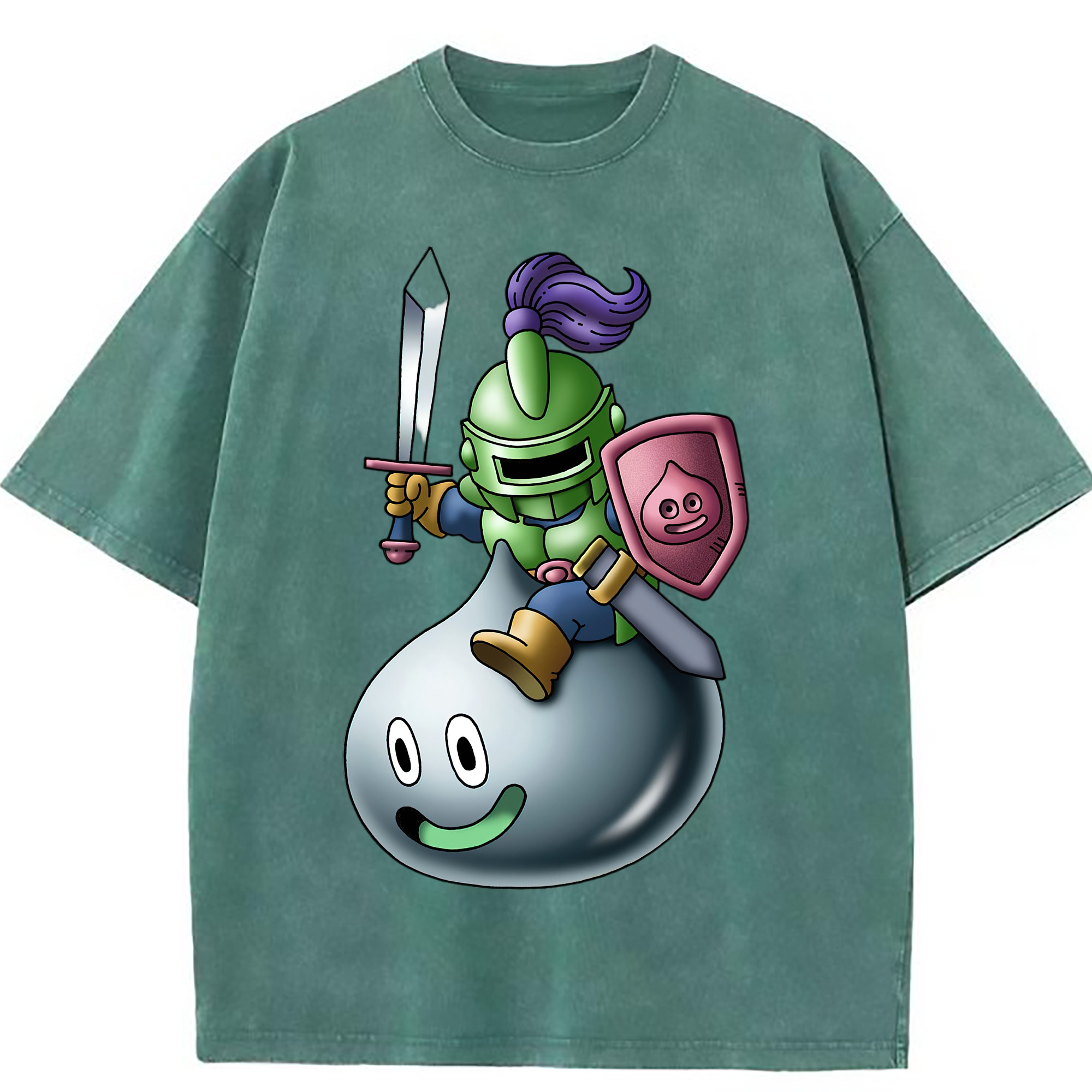 （画像用） ドラゴンクエスト Doragon Kuesuto Dragon Quest 綿100% ヴィンテージ風 半袖Tシャツ（フロントプリント）